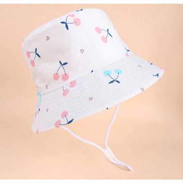 SHEIN 1pc Girls&#39; Bucket Hat, Cartoon Cherry Print, Toddler Baby Sun Hat Suitable For Daily Outdoor Activities, Beach, Sun Protection