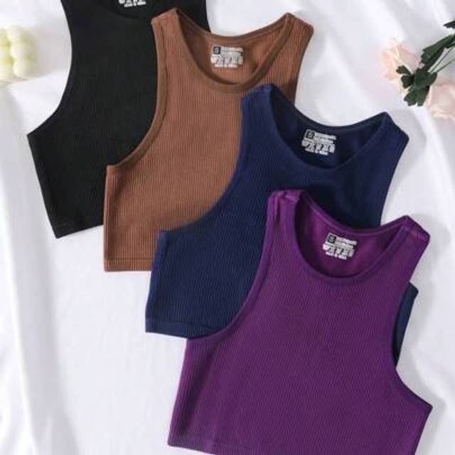 SHEIN 4pcs/Set Women Casual Sports Bras Without Pads, Breathable & Comfortable Athletic Tops