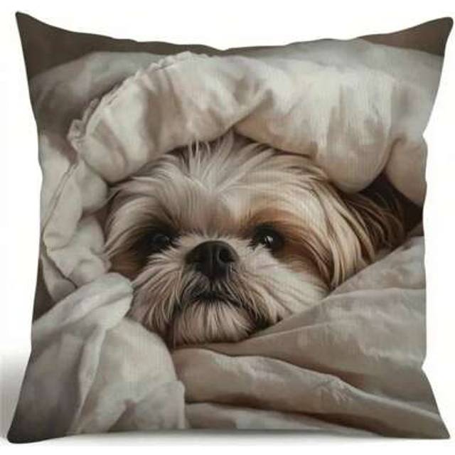SHEIN 1pc Festive Polyester Inches Single-Sided Print Throw Pillow Case - 1pc Gentle Shih Design For Home Decor(No Pillow Insert)