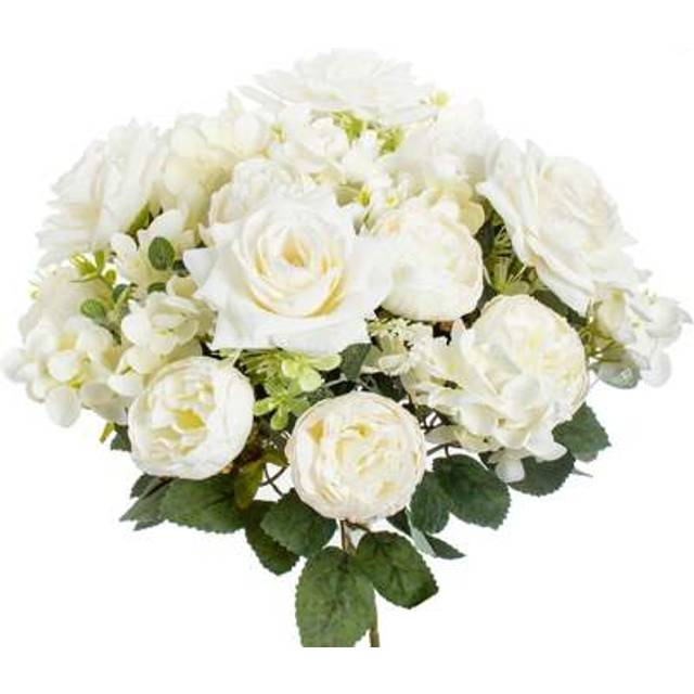 SHEIN 1/3PCS Artificial Peony Flowers Silk Hydrangea Bouquets Fake Bulbous Chrysanthemum For Autumn Decorations Wedding Vase For Home Dining Room Bedroom De