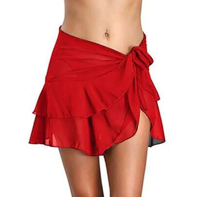 SHEIN Women Swimsuit Coverups Beach Skirt Chiffon Cover Up Bikini Skirt Bandage Sarong Bathing Suit Swimsuit