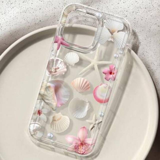 SHEIN Ocean Style Shell Print Clear Case Compatible With IPhone 16/11/12/13/14/15/15pro/15 Plus/15 Promax/7plus/8plus/X/Xs Max/Xr/11pro/12pro/13pro/14pro/12
