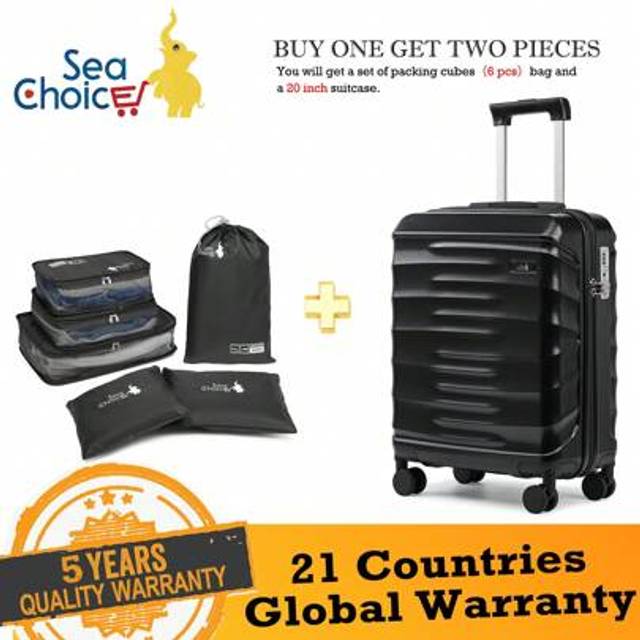 SHEIN Sea Choice Hand Luggage 55x40x21 Suitcase 20 Inch ABS Hard Shell Travel Trolley With Brake Caster TSA Lock YKK Zipper 8 Spinner Wheels With Packing Cu