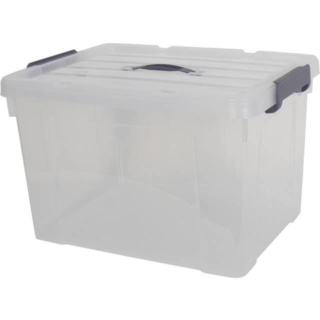 10 Förvaringslådor - 50 liter - Praktiskt förvaringsset med tättslutande lock - Transparenta plastlådor