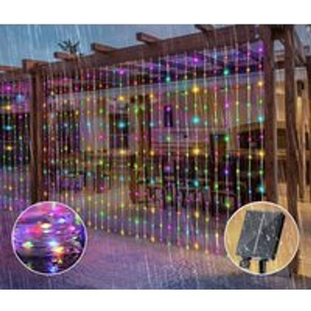 ExtraStar 5m x 2m LED Outdoor Garden Solar Curtain Lights 320 LEDs Multi-colour with 16 Hooks, Multi