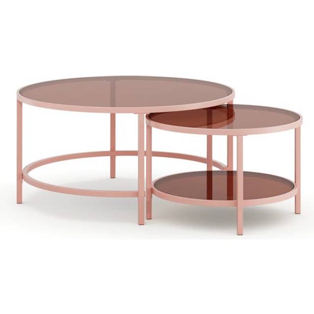 Sofia Glass Coffee Nest of Tables - Pink