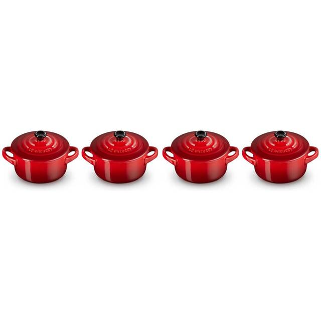 Le Creuset Mini kokosnöt/stekpanna, 4 delar, rund, 200 ml, 10 x 5 cm, stengods, körsbärsröd