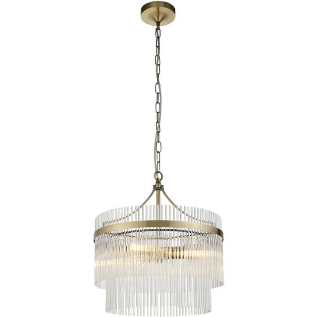Endon 99167 Marietta 3 Light Pendant Antique Brass Plate And Clear Gla