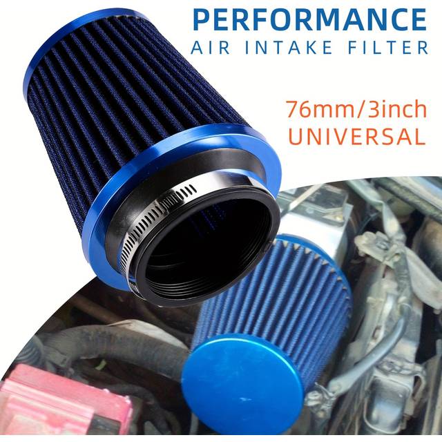 TEMU Car High Filter 3inch Cold Air Intake Universal Filters For Car 76mm
