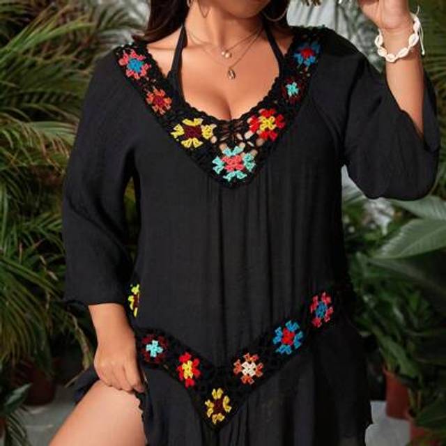 Swim Vcay Summer Beach Plus Size Women&#39;s Floral Print Cover Up Dress