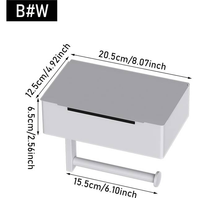 TEMU 1pc Luxe Carbon Steel Self-adhesive Wall Mounted Toilet Paper Holder With Drawer - Dual Use Bathroom Storage Rack For Paper Towels, Kitchen, Hotel Accessories, Toilet Paper Storage Containers