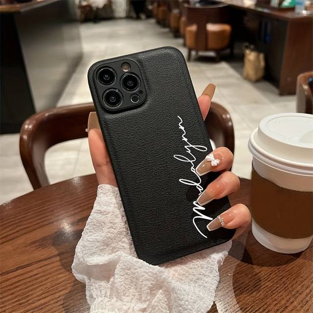 TEMU Personalized Customized Initials Name Letter Phone Case For Iphone 16 15 14 11 Pro Max Luxury Soft Leather Shockproof Diy Gift Cover 16 15 14 Plus