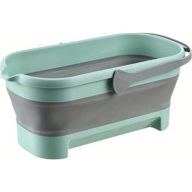 TEMU 1pc Portable Folding Mop Bucket With Squeezer, Large Capacity Rectangular Household Storage Bucket For Toilet Cleaning