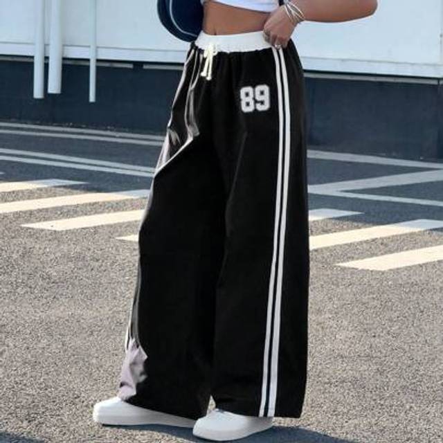 SHEIN Teen Girls&#39; Loose Fit Color Block Printed Wide Leg Pants, Casual Vacation Streetwear, Spring & Summer