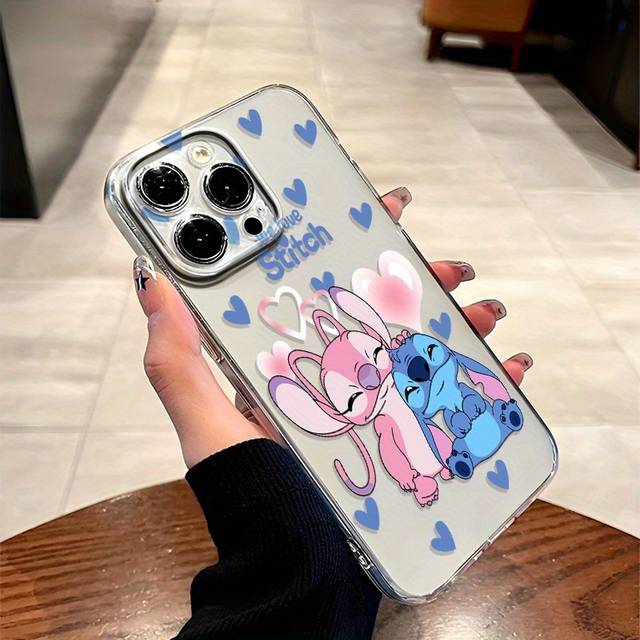 TEMU Officially Licensed Adorable Cartoon Stitch And Clear Phone Case For Iphone Models 16, 15, 14, 13, 12, 11 Pro Max, 16, 15, 14 Plus, 16e, 13, 12 Mini, X, Xr, Xs Max, 6, 6s, 7, 8 Plus, And Se.