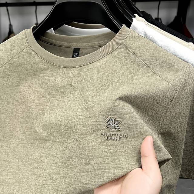 TEMU Men's Summer Casual Short Sleeve T-shirt Silicone Lettering On Chest, Stretchy Comfortable Knit Fabric. High-end Gift For Men