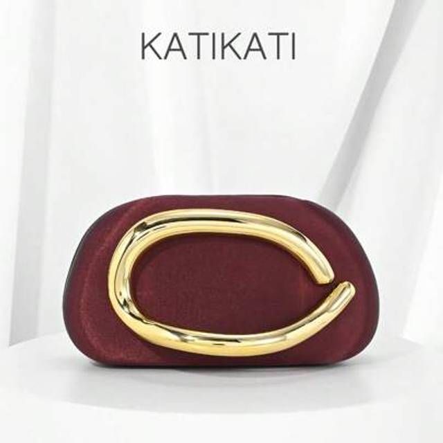 SHEIN 1pc Fashionable Shiny Metal Luxury Clutch Bag, Wine Red Sparkling DesignEvening Bag,Formal Party Handbag, High-End Eleganr Box-Shaped Small Purse, Exq
