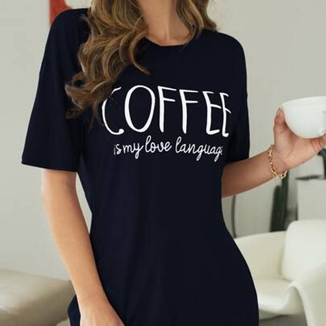 SHEIN Slogan Graphic Drop Shoulder Pajama Nightdress