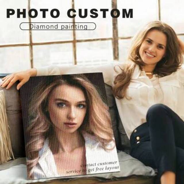 SHEIN Custom Diamond Painting | Personalized Photo Cross Stitch Full Round & Square Rhinestone Art For Home Decor, DIY Craft Project, Stunning 3D Effect, Sp