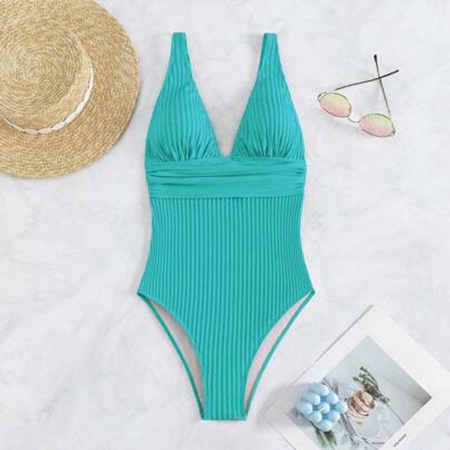 SHEIN 1pc Solid Color Sleeveless Swimsuit, Simple & Fashionable, Suitable For Summer