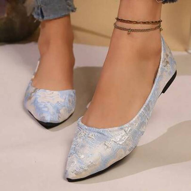 SHEIN Random Print Women Pink Pointed Toe Slip-On Flat Shoes, Low Heel Casual Loafers, Elegant Fashion Low Vamp Comfortable Nurse/Grandma Shoes, Suitable Fo