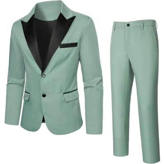 SHEIN Men&#39;s Formal Party/Work Double-Breasted Notched Lapel Suit Jacket & Trousers Set