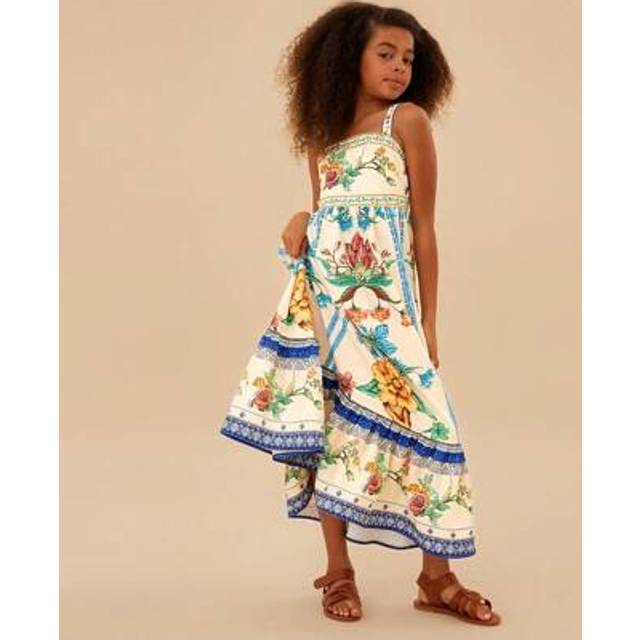 SHEIN Tween Girl Casual Vacation Chic White Floral Print Maxi Slip Dress, Mommy And Me Matching Outfits (2 Pieces Sold Separately)