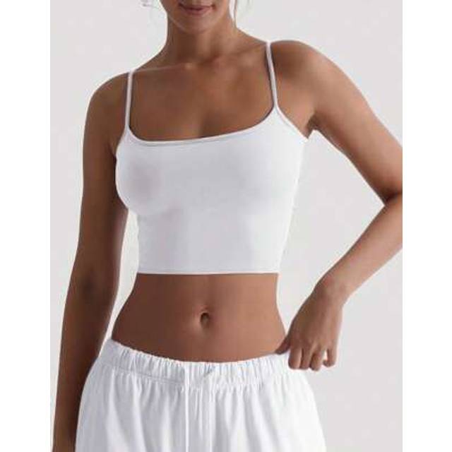 SHEIN XLLAIS Sexy Backless Slim Fit Women&#39;s Camisole Y2K Tank Tops Summer Elastic Casual Spaghetti Strap White Crop Tops