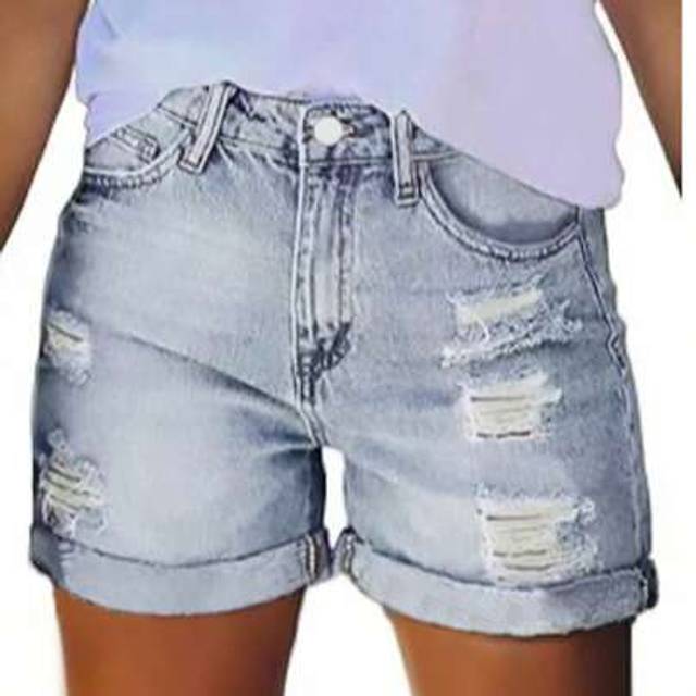 SHEIN Women&#39;s Plus Size Pocket Ripped Loose Casual Denim Shorts