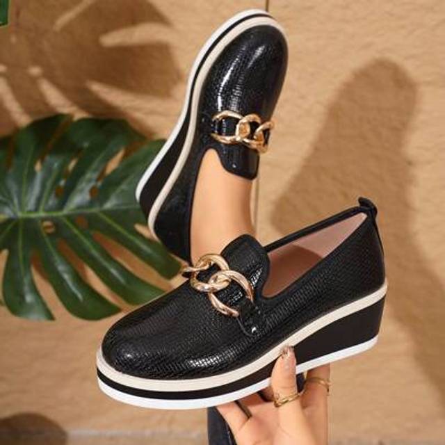 SHEIN Designer Classic Wedge Heel Platform Tricolor Sole Fashionable Versatile Comfortable Elevator Women Dress Casual Shoes
