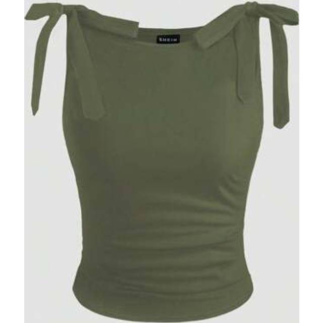 SHEIN Women&#39;s Summer Camisole Top, Round Neck Sleeveless Bowknot Shoulder Design, Bodycon Fit, & Versatile