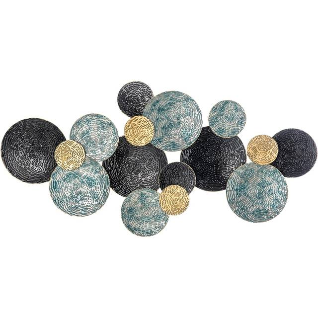 HOMCOM Minimalist Metal Wall Art Circle Home Hanging Wall Sculpture, Blue