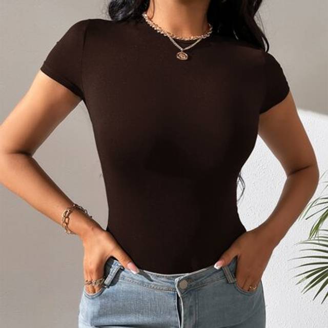 SHEIN Solid Slim Fit Bodysuit
