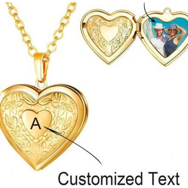 SHEIN Customized Heart-Shaped Locket Necklace, Personalized Jewelry Gift For Women, Christmas, Valentine&#39;s Day Gold Stylish,Fall Fashion,Vintage,Unisex,Simp