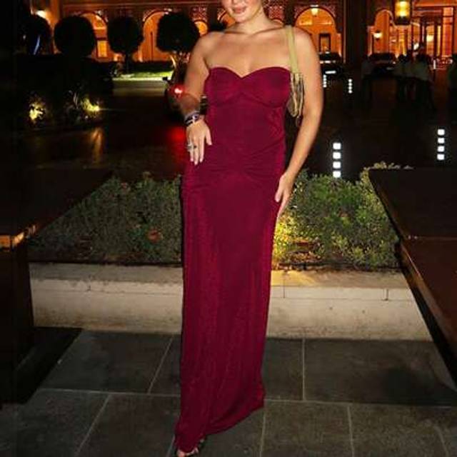 SHEIN Women Summer Bling Glitter Tube Ruched Patchwork Long Dress Bodycon Sexy Elegant Prom Party Dress, For Cocktail