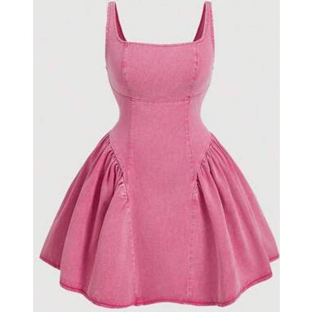 SHEIN Women&#39;s Pink Plus Size Dress Waist Suspenders Bow Ballet Dress Summer Dresses,Curve Plus ,Hoho Vacation