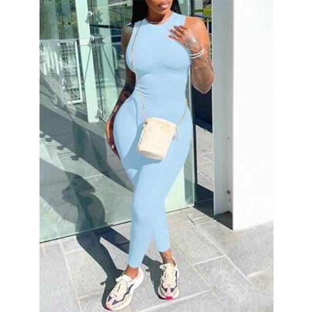 SHEIN EARO Women Casual Solid Color Sleeveless Jumpsuit
