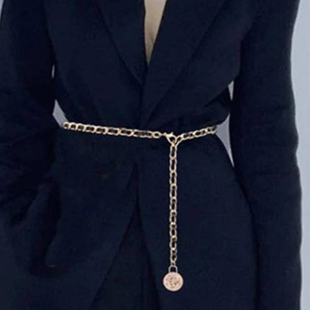 SHEIN Street 1pc Women&#39;s Fashionable Woven Metal Chain Belt, Waistband, Waist Cincher Halloween