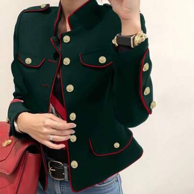 INAWLY Plus Size Women Contrast Color Long Sleeve Jacket, Spring And Autumn