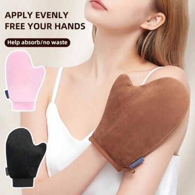 SHEIN 1pc Reusable Body & Face Self-Tanning Gloves, Double-Sided Lotion Applicator Mitt, Washable Self Tanning Gloves For Body Care Spa Tanning Oil Applicat