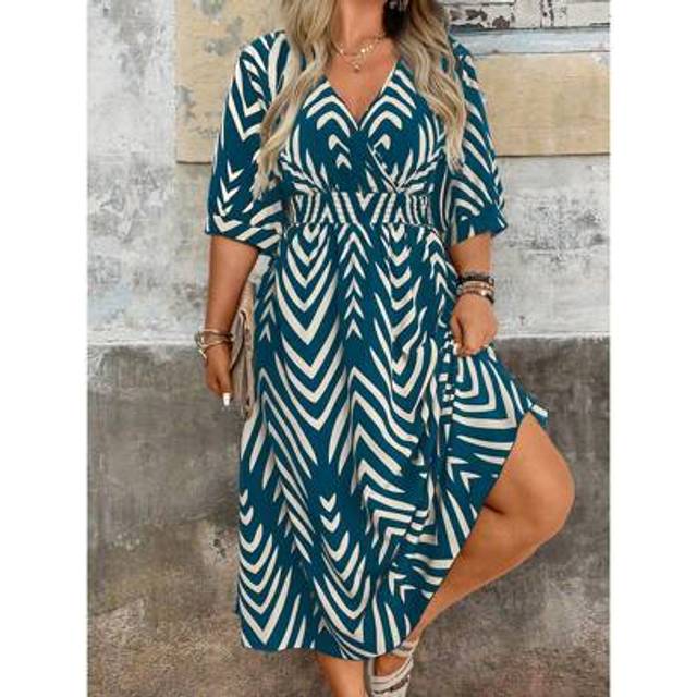 SHEIN Summer Elegant Floral Print Short Sleeve Dress