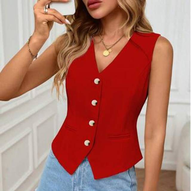 SHEIN Women&#39;s Suit Jacket Vest, Commuting Elegant Casual Office Versatile Waistcoat