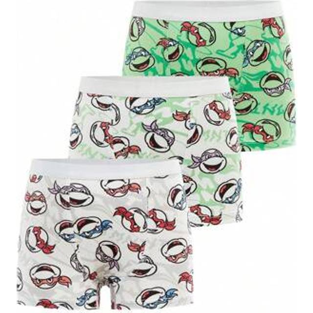 SHEIN 3pcs Young Boy Green & White Comfortable Soft Cute Cartoon Turtle Print Underwear,Boxer Briefs