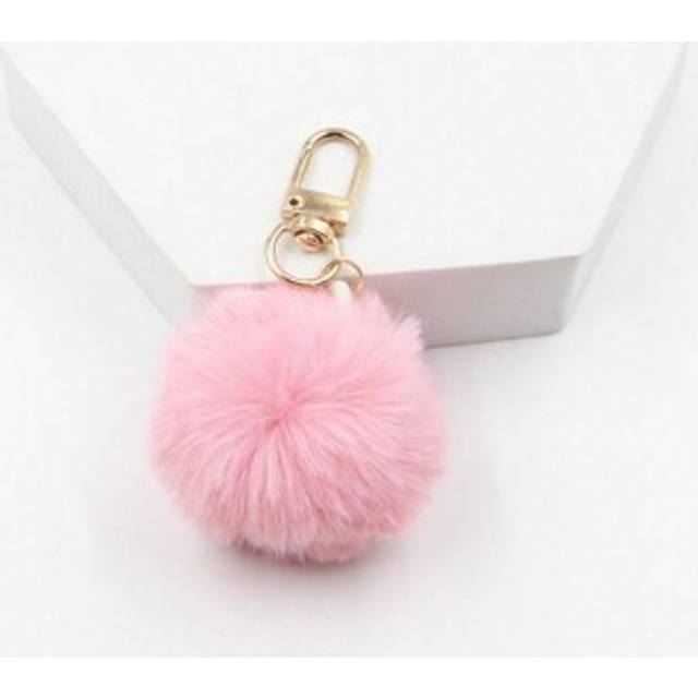 SHEIN 1pc Unisex Furry Pom-Pom Keychain Cute Plush Bag Charm Valentines
