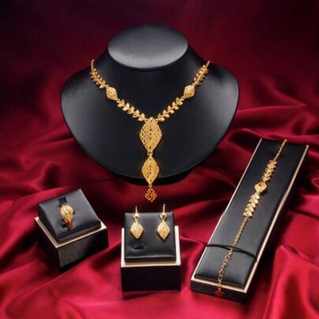 SHEIN 4pcs Simple & Elegant Floral Tassel Bridal Necklace, Bracelet, Earrings, Ring Jewelry Set For Wedding, Gift For Couple
