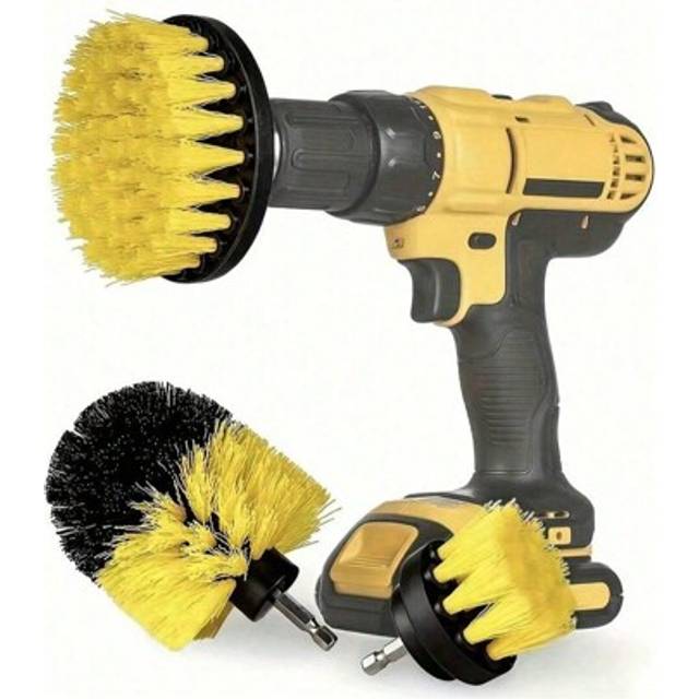 SHEIN 3Pcs Drill Brush Attachment Set - Power Scrubber Brush Cleaning Kit - All Purpose Drill Brush For Bathroom Surfaces, Grout, Floor, Tub, Shower, Tile,