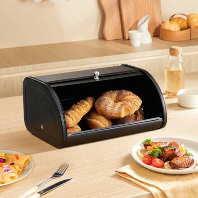 SHEIN Living And Home Metal Roll Top Bread Container For Kitchen Countertop