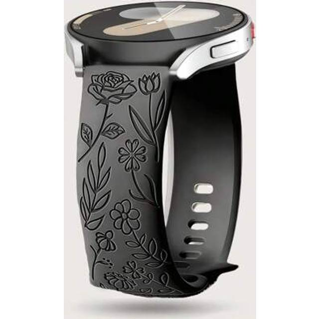 SHEIN Floral Engraved Bands Compatible With Samsung Galaxy Watch 7 6 5 4 40mm 44mm/5 Pro/6 Classic 47mm/ Watch 4 Classic/Active 2, 20mm 45mm/Galaxy Active 2