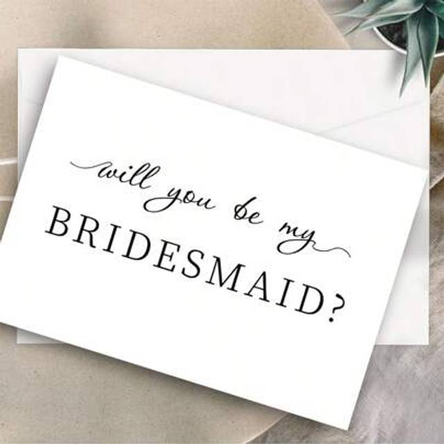 SHEIN 1PC Bridesmaid Proposal Card, Would You Like To Be My Bridesmaid? Greeting Card, Bridesmaid Card And Envelope, To My Bridesmaid On Our Wedding Card, H