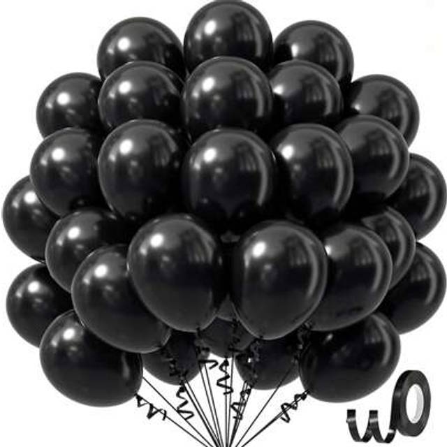 SHEIN 10/20/30/40/50pcs Black Balloon 18/12/10/5 Inch, Black Latex Balloon Party Balloon For Graduation Halloween Birthday Party Decorations